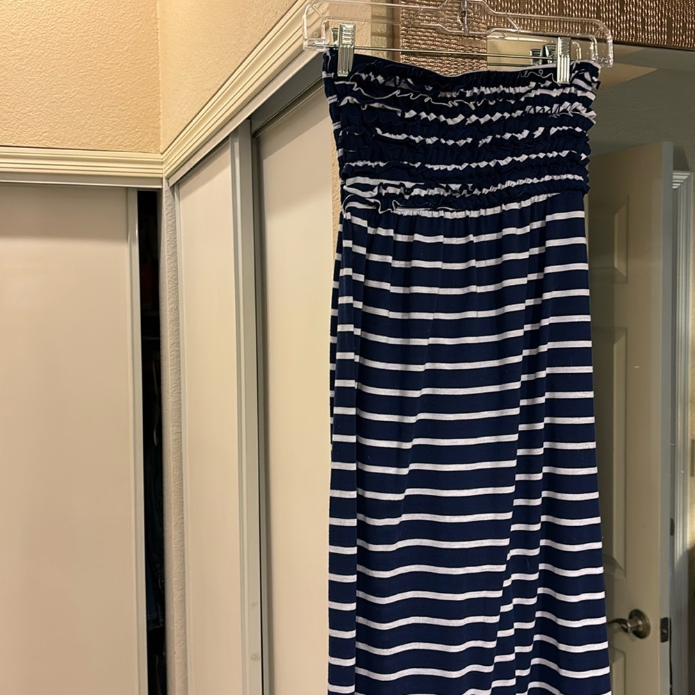 Navy blue & white maxi dress